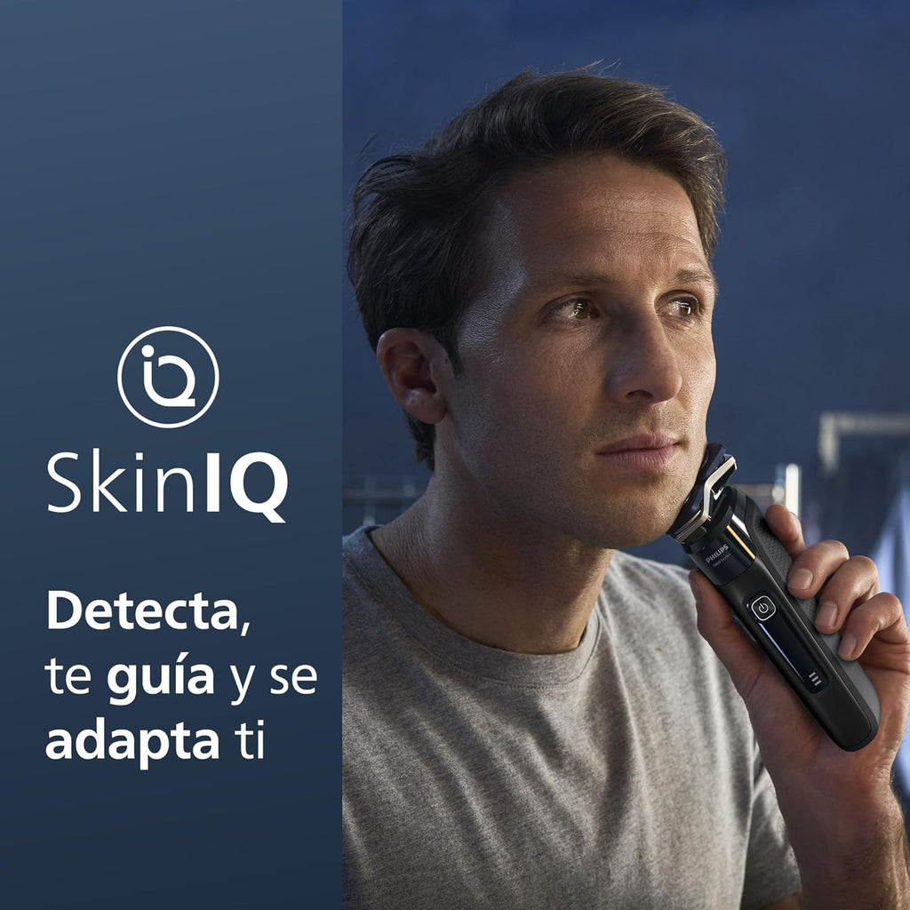Serie 7000 Afeitadora Eléctrica Hombre, Máquina de Afeitar Barba con Recortadora, 45 cuchillas, 60min de uso, En Seco y Húmedo, Recargable, Centro de Limpieza, Base Carga, S7886/55, Negro