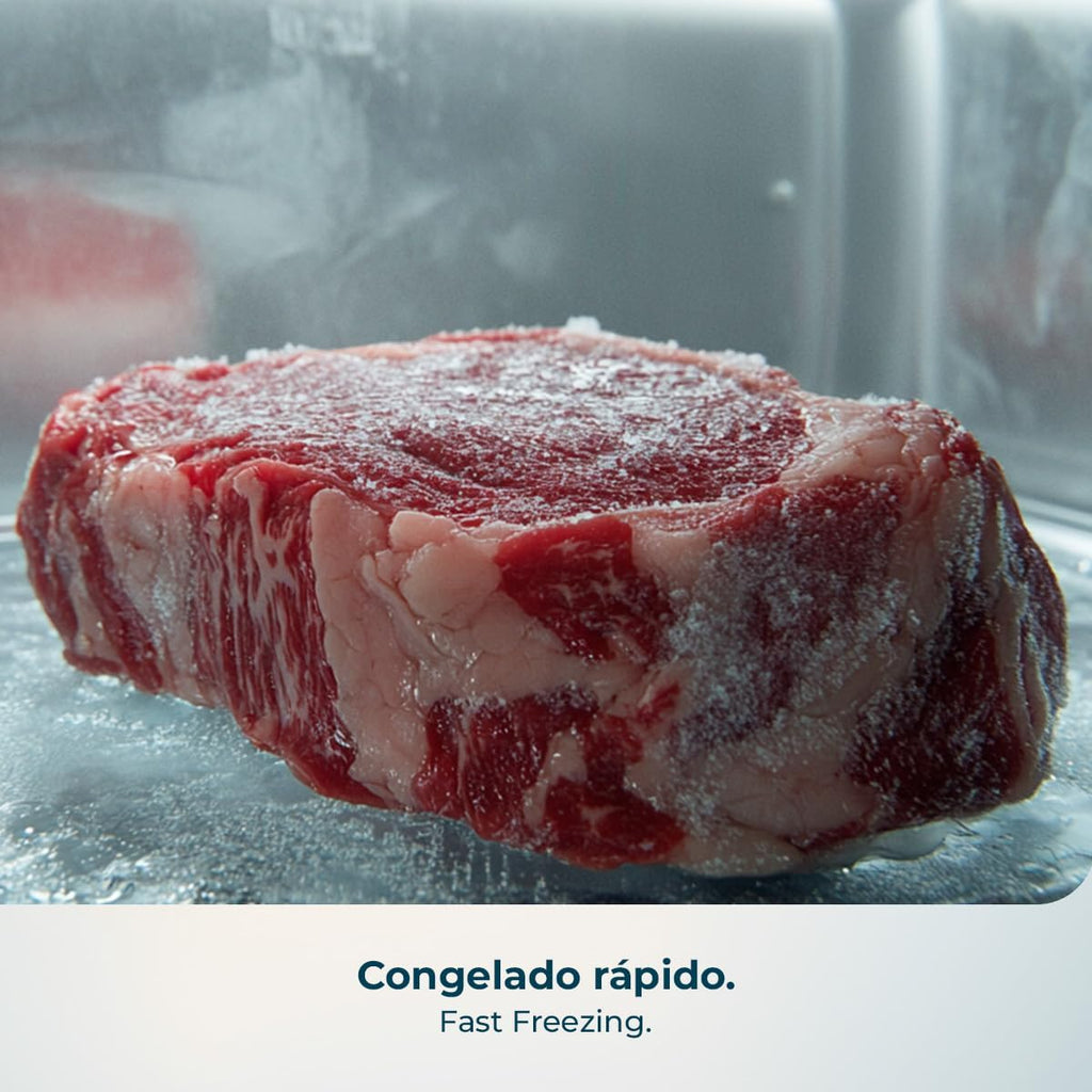Cecotec Congelador Horizontal 143L Bolero CoolMarket Chest 143P White E. Cesta con Asas, Control Electrónico LED, UltraContact D-Cool, Dual Function, Puerta ZeroG (80º-30º), Fast Freezing, Compacto