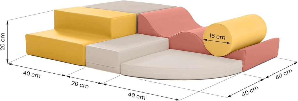 IGLU Soft Play Explorer Toboganes Infantiles Bloques Psicomotricidad Infantil Parque Montessori Juego de 6 Espuma Educativos para Niños Escalada Bebe (Pastel Autumn)