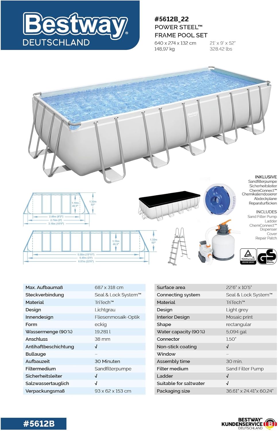 Bestway Piscina Desmontable 732x366x132 Cm 56475