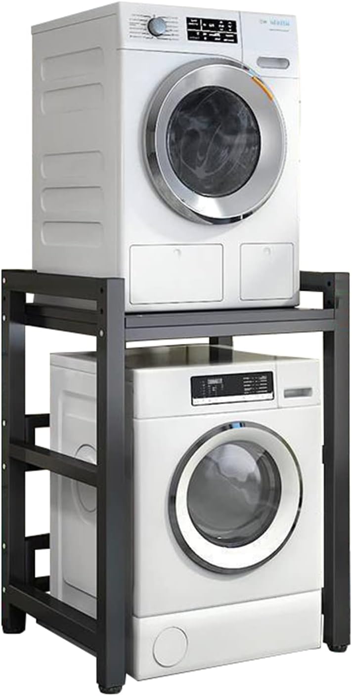 Soporte de secadora de altura ajustable, kit de apilamiento para lavadoras y secadoras de carga frontal, estante de almacenamiento sobre lavadora con capacidad de carga de 400 kg