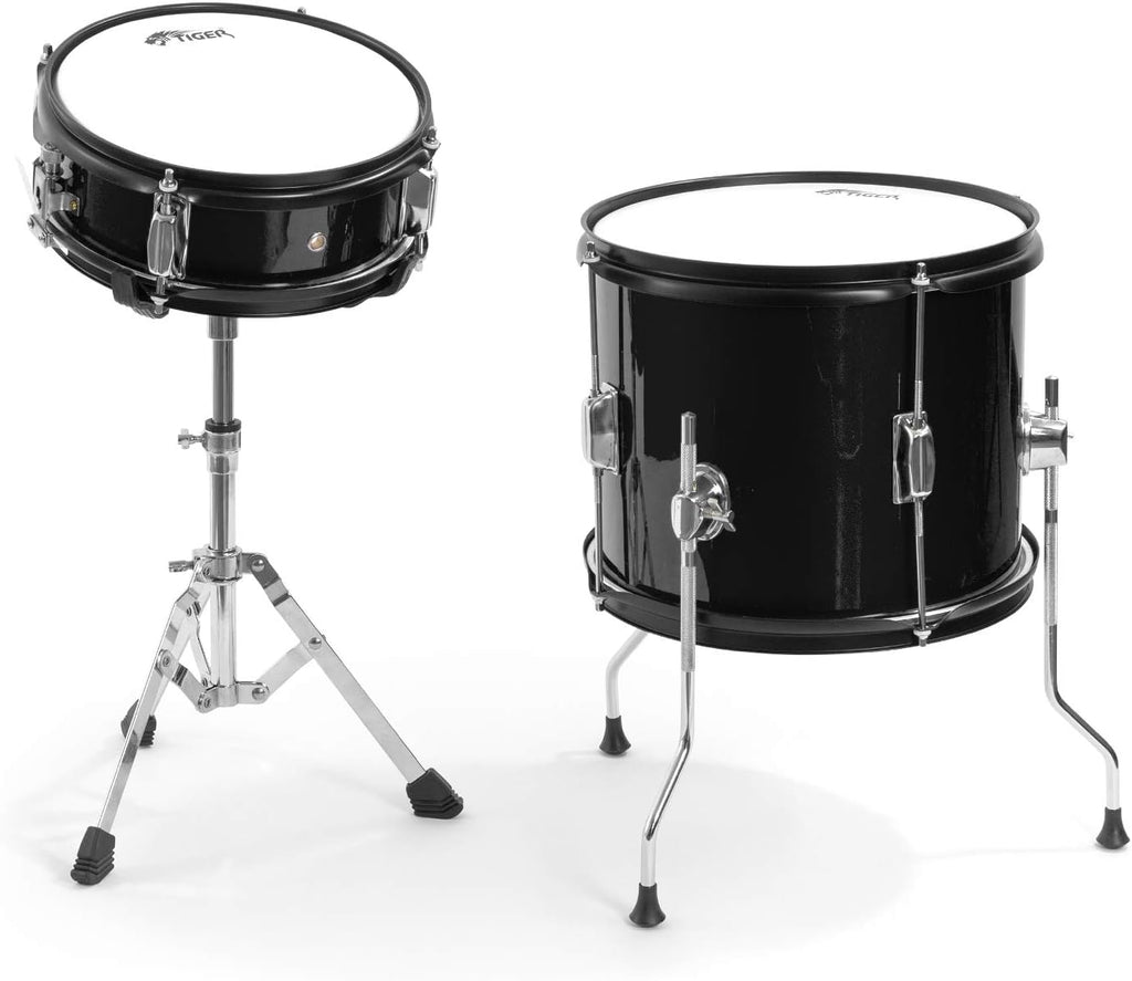 Tiger JDS14-BK Juego de batería junior de 5 piezas - Juego de batería negro para niños, edades de 3 a 10 años