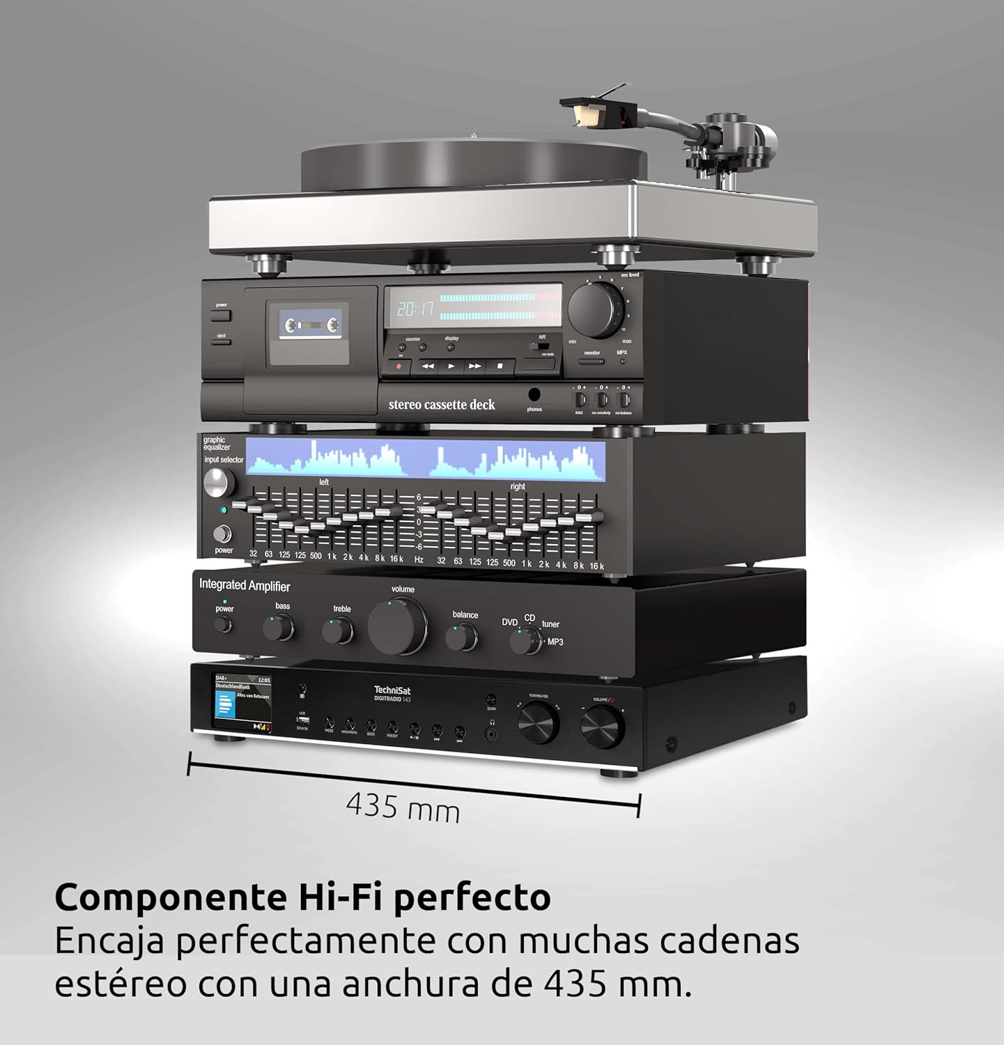 TechniSat DIGITRADIO 143 (V3) - Sintonizador HiFi de Radio por Internet (Radio Digital Dab+, transmisión de Audio Bluetooth, Spotify Connect, Antena de Lanzamiento, Control Remoto, Ancho de 43,5 cm)