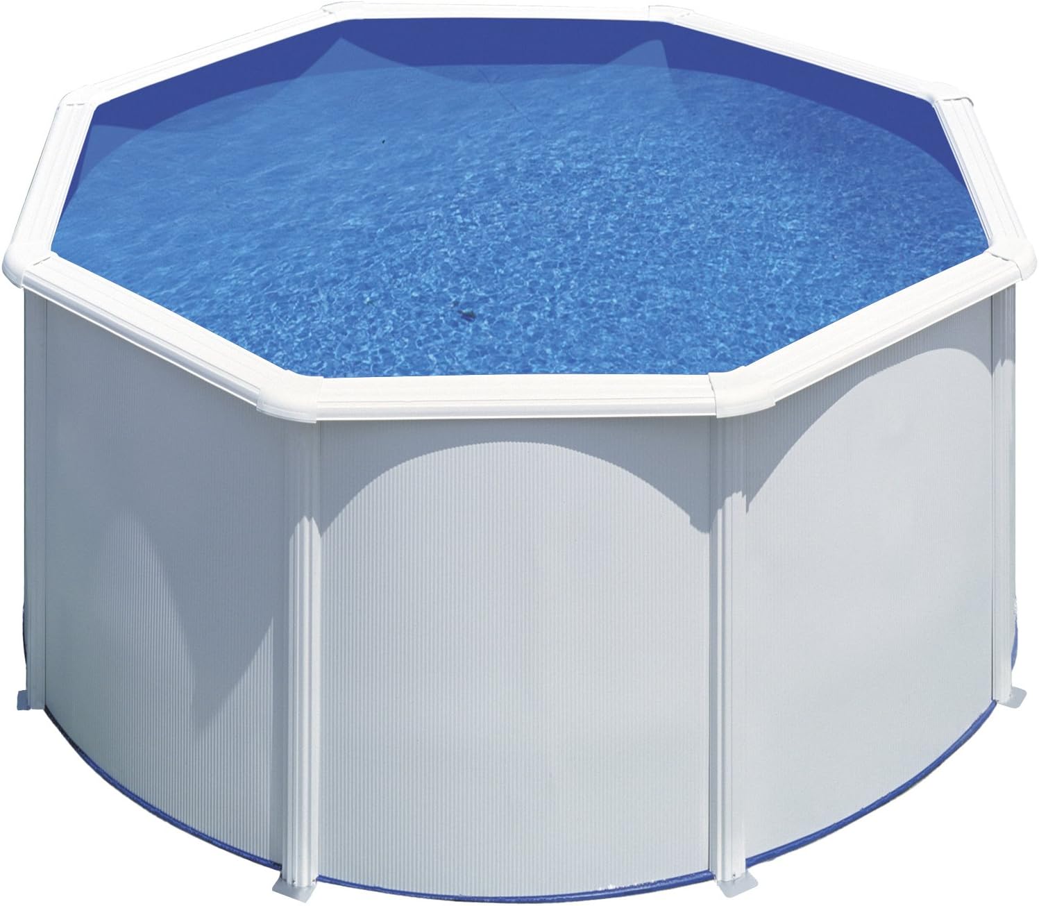 Piscina de Acero Elevada,Redonda con Aspecto Acero Blanco. Piscinas Desmontables para Jardín 240 x 120 cm - Piscina Gre KIT300ECO Fidji.