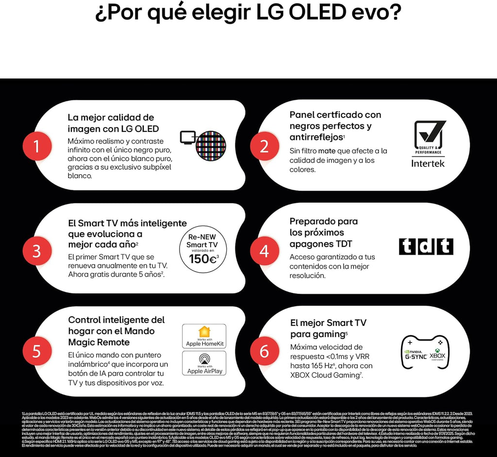 OLED48C54LA - TV 48", OLED EVO 4K, Smart TV AI C5, WebOS 25, Super Upscaling, Dolby Vision y Dolby Atmos, AMD FreeSync, Alexa/Google Assistant, Negro