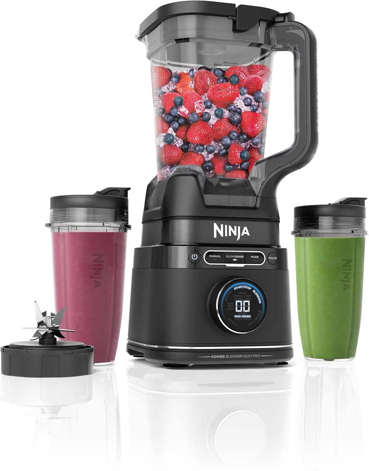 Ninja Detect Power Pro 3-in-1 Food Processor Blender (1200W), 3 x 700 ml Cups and Dough Blade, Ideal for Mixing, Chopping and Beating, Gold Stone, TB401EUSTGD