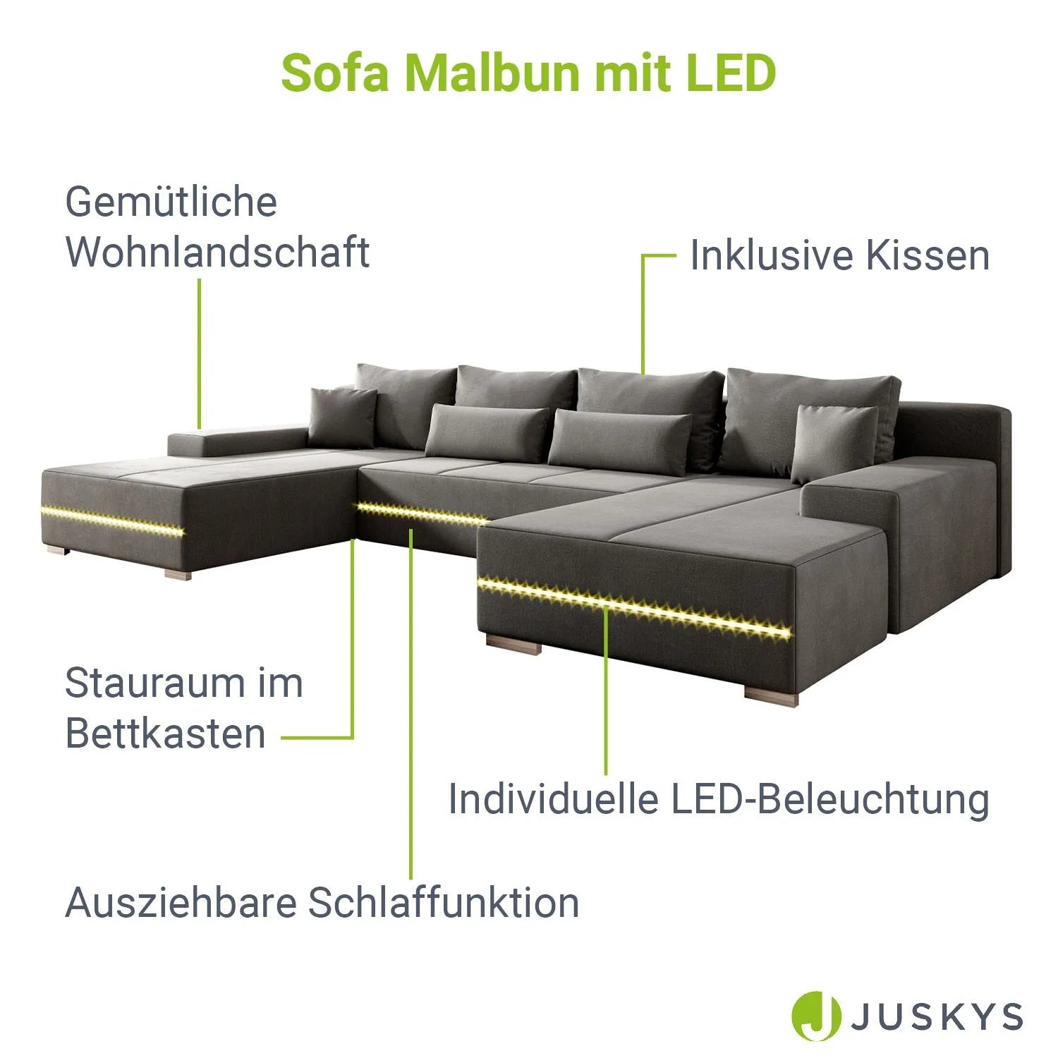 2025 Sofá rinconero Malbun con iluminación LED