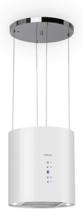Klarstein Barett - Campana extractora aislada, Ø 35cm, Potencia de 190 W, Ventilación máxima de 590 m³/h, 3 niveles de potencia, CEE B, Iluminación LED, Acero inoxidable cepillado, Blanco