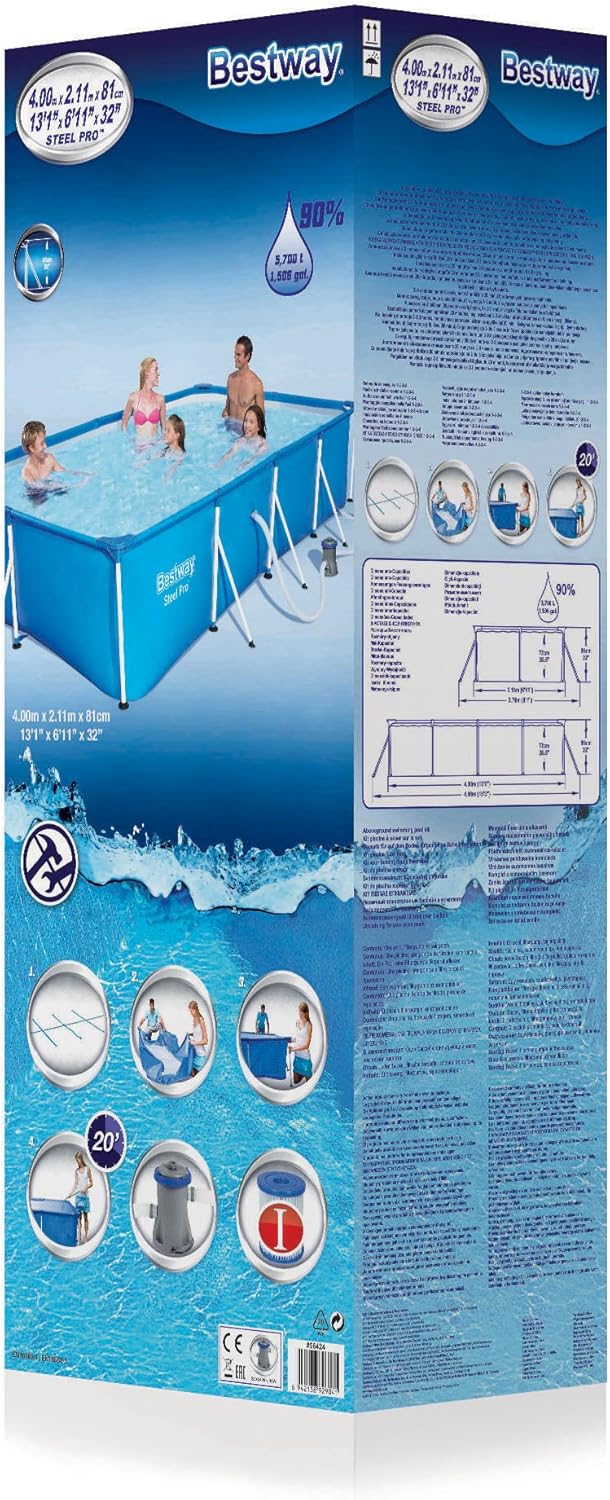 Bestway Steel Pro - Piscina 5700 l, azul, 400 x 211 x 81 cm