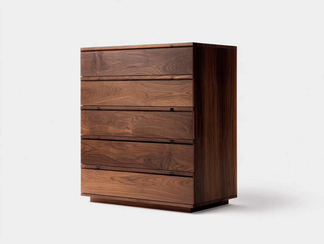 Cómodas de madera con 5 cajones 100 x 45 x 110 cm color marrón - cómoda de almacenamiento para dormitorio y salón - diseño moderno de madera