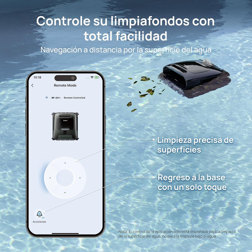 Beatbot AquaSense 2 Pro - Robot Aspirador para Piscina, Limpieza 5 en 2 inigualable, Elimina la Superficie del Agua con navegación remota, estacionamiento de Superficie, aclara el Agua, para Piscinas