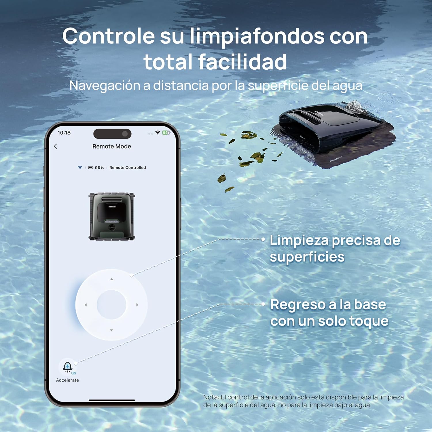 Beatbot AquaSense 2 Pro - Robot Aspirador para Piscina, Limpieza 5 en 2 inigualable, Elimina la Superficie del Agua con navegación remota, estacionamiento de Superficie, aclara el Agua, para Piscinas
