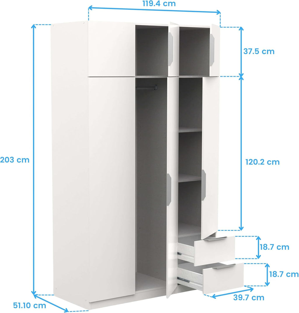 Miroytengo Armario Ghost Grande 6 Puertas y 2 Cajones Color Blanco Mate 203x119 cm