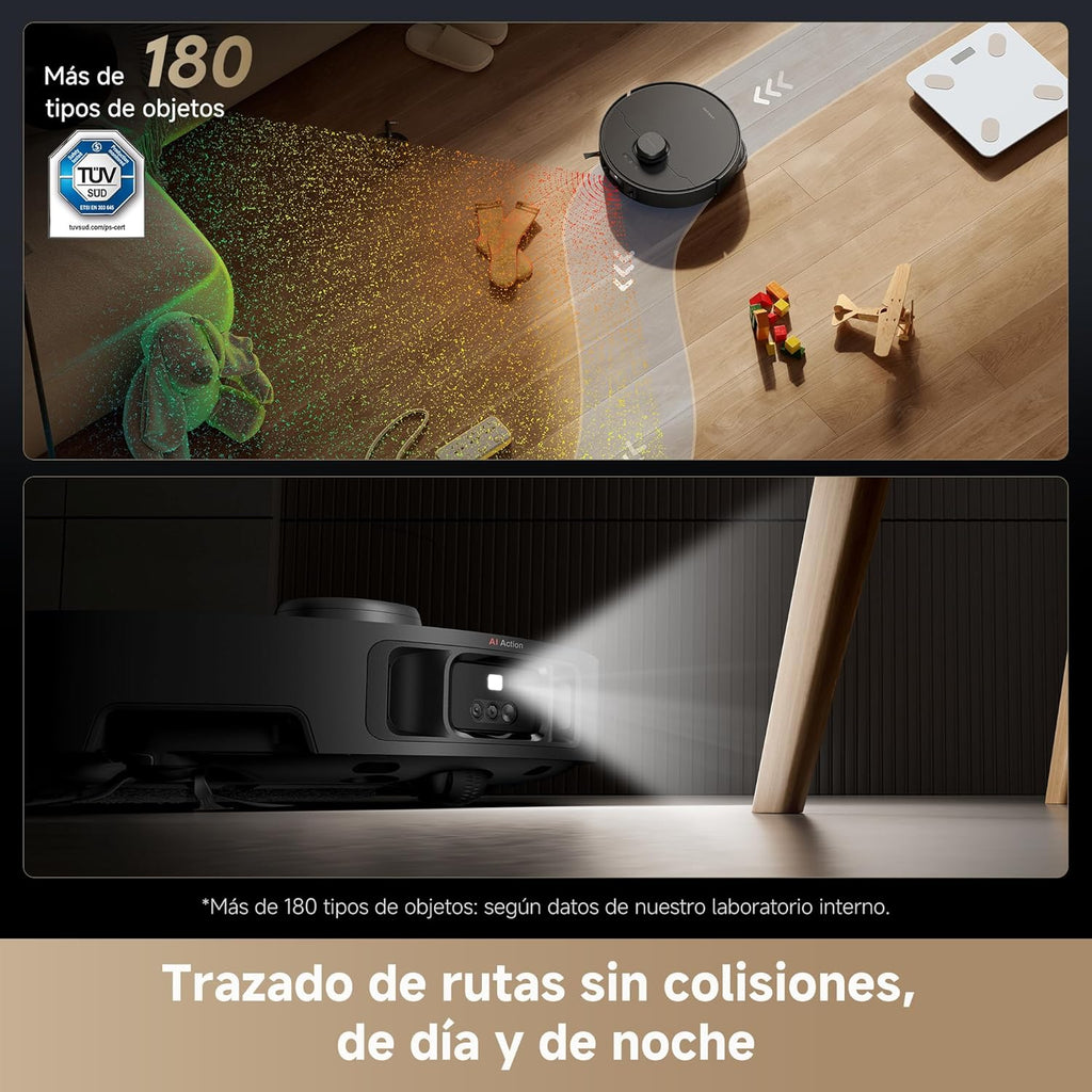 DREAME L40s Pro Ultra Aspiradora Robot, 19.000 Pa, Cepillo Doble HyperStream, Acceso a Altura de 4 cm, Cepillo Lateral Extensible y Elevable, Limpieza con Mopa de Agua Tibia a 75 °C, Autolimpieza 3.0