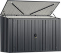 GOPLUS 1,9 m³ Caseta de Jardín de Acero Galvanizado, 193 x 86 x 127 cm, Cobertizo Exterior con Doble Puerta con Cerraduras, Palanca Hidráulica, Casa para Herramientas, Bicicletas, Cubos de Basura