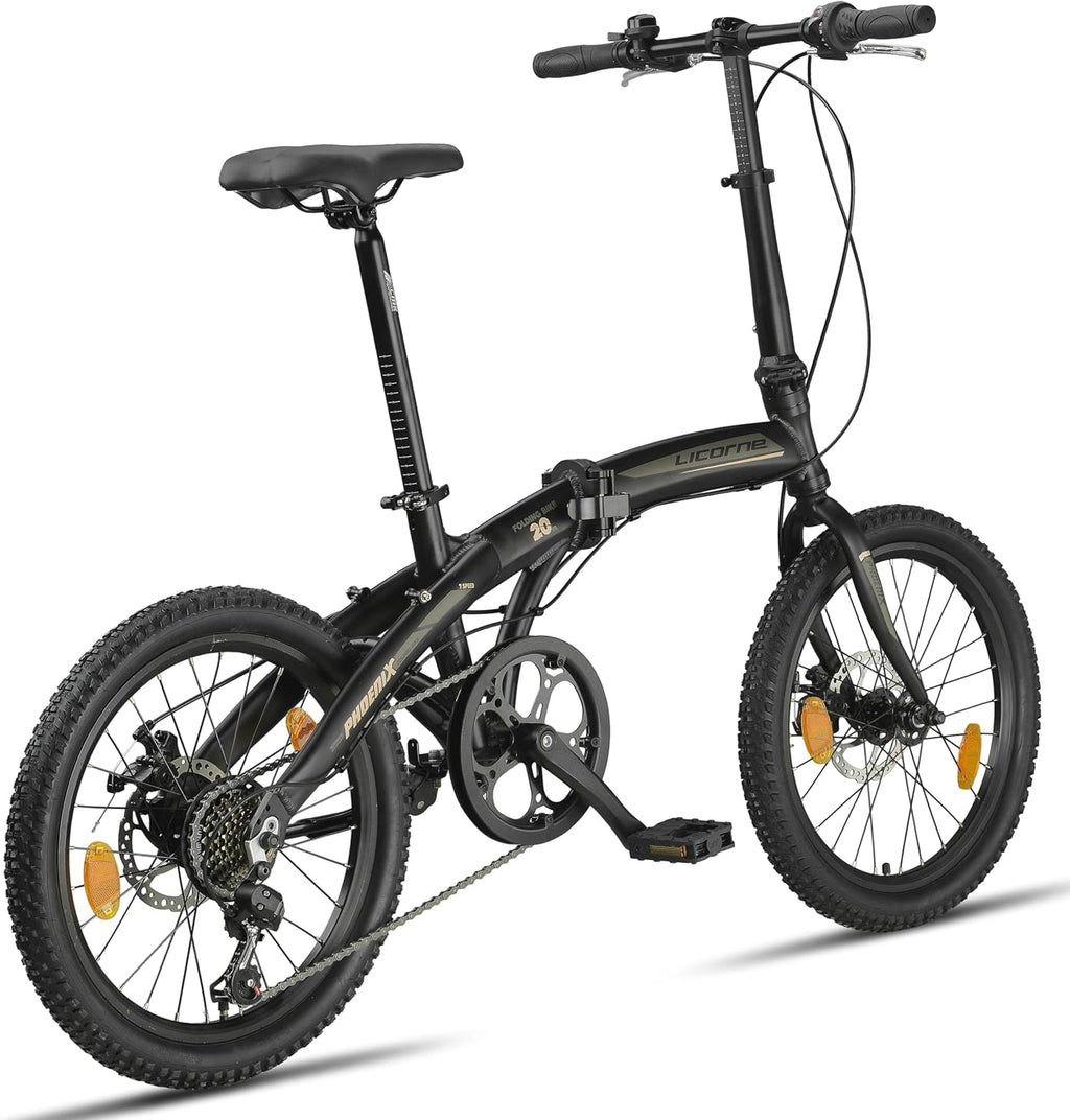 Licorne Bike Phoenix 2D Cross Bicicleta plegable de aluminio de 20 pulgadas, freno de disco, bicicleta plegable para hombre y mujer, 7 marchas, marco de aluminio