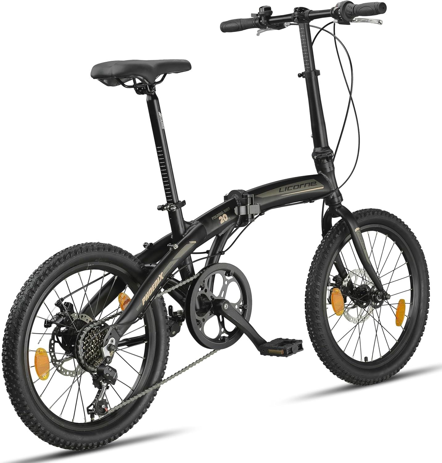 Licorne Bike Phoenix 2D Cross Bicicleta plegable de aluminio de 20 pulgadas, freno de disco, bicicleta plegable para hombre y mujer, 7 marchas, marco de aluminio