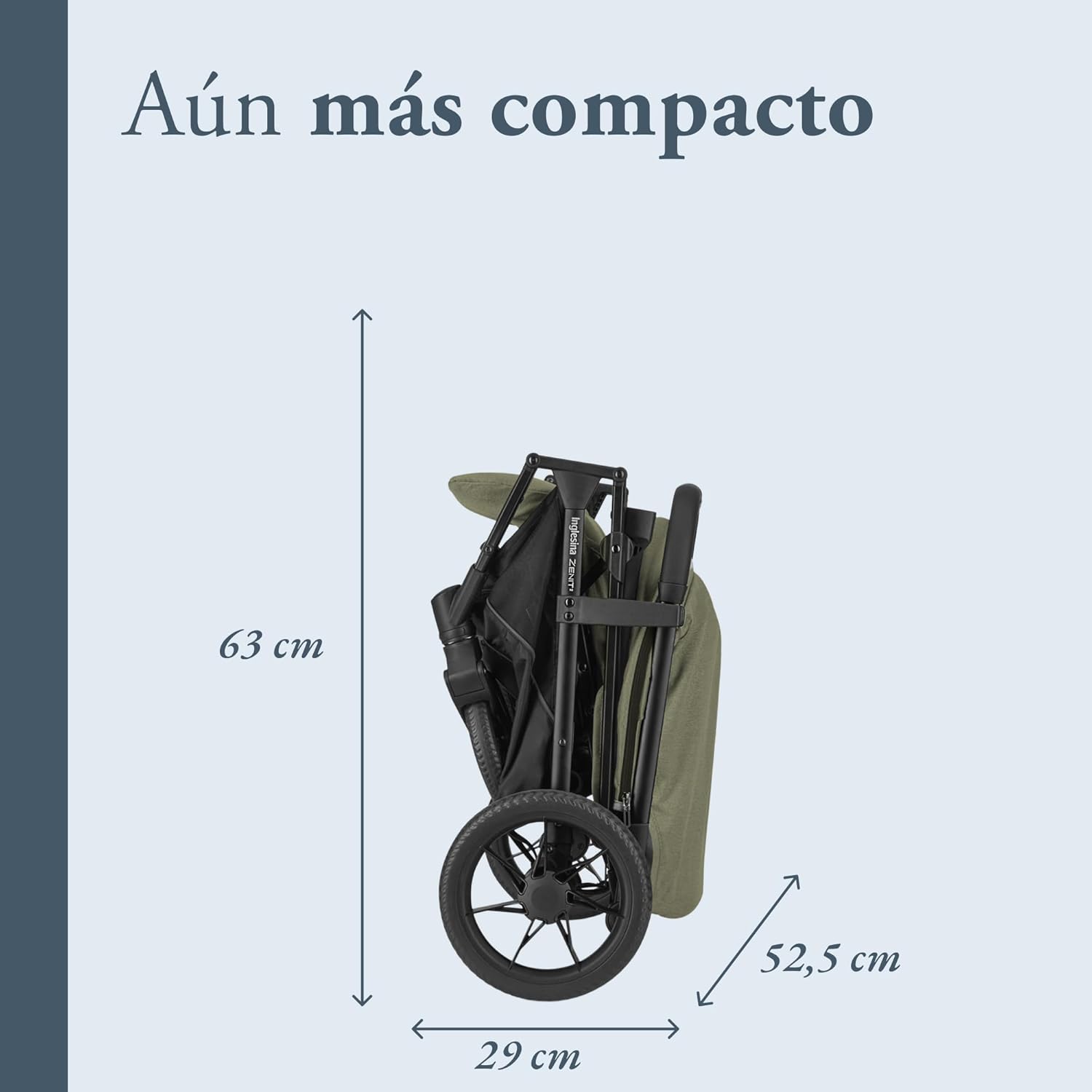 Inglesina Zenit 2 Cochecito, Sequoia Green, Compacto y Ligero, Hasta 22 kg, Respaldo Reclinado 170°, Ruedas con Suspensión, Asiento Amplio, Exclusiva Amazon