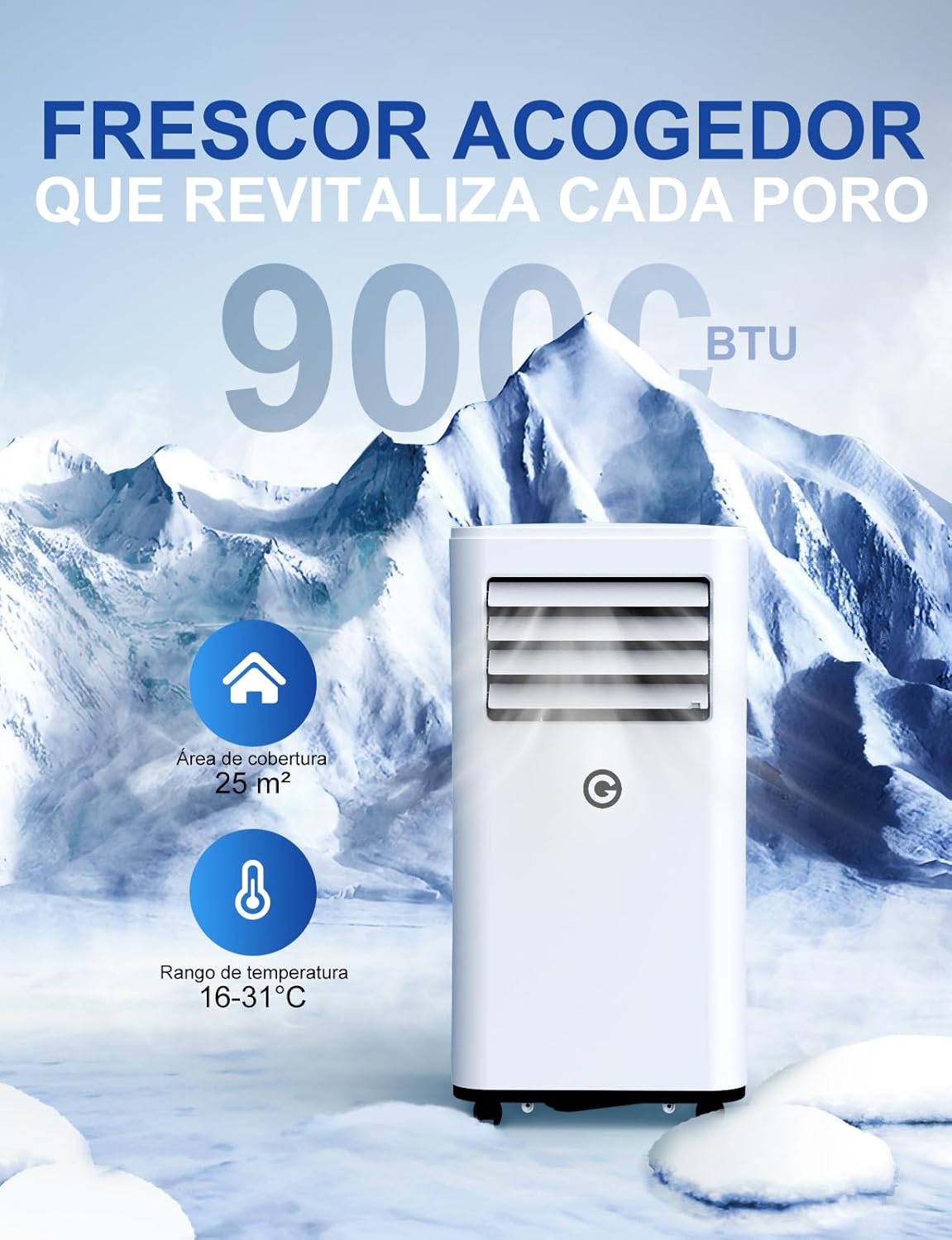Aire Acondicionado Portátil 9000 BTU, 4 en 1