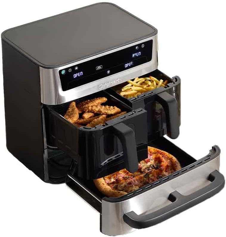 Cuisinart Tri Zone Air Fryer y Horno 13,6L sin PFAS | 3 zonas | 2 cestas 4,3L + horno 5L | 9 funciones: freír, asar, grillar, hornear, recalentar, deshidratar, pizza, tostar, manual