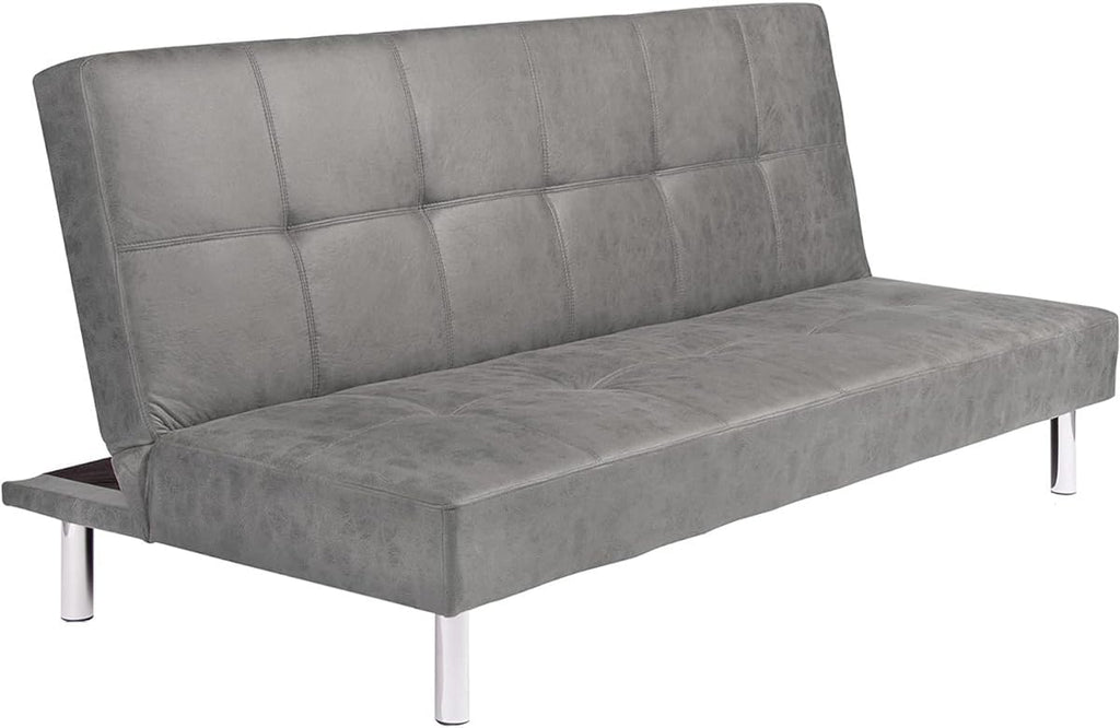 Mattfy - Sofá Cama Clic Clac Tipo Libro de 3 Plazas Modelo Milos, Diseño Moderno, Práctico y Funcional, Acabado en Gris