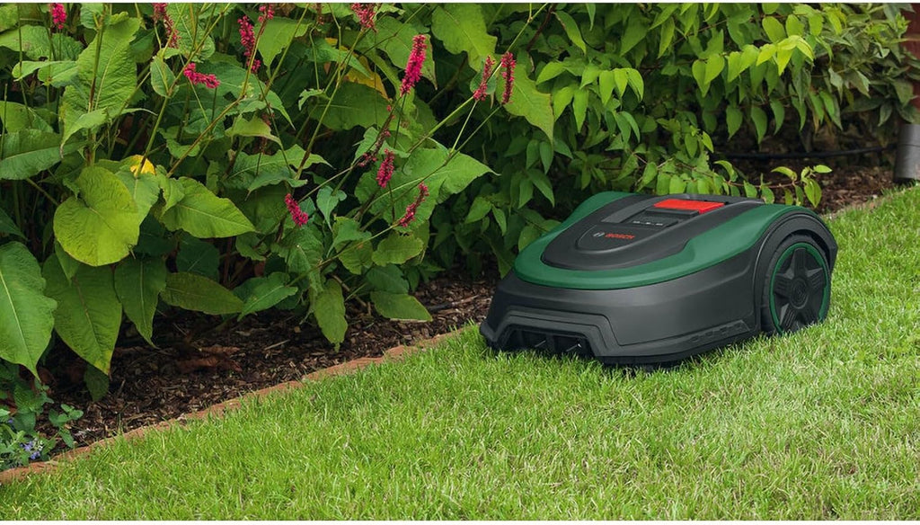 Bosch Robot cortacésped Indego S+ 500 (con batería de 18 V y función de aplicación, base de carga incluida, ancho de corte de 19 cm, para áreas de césped de hasta 500 m² y en caja de cartón)