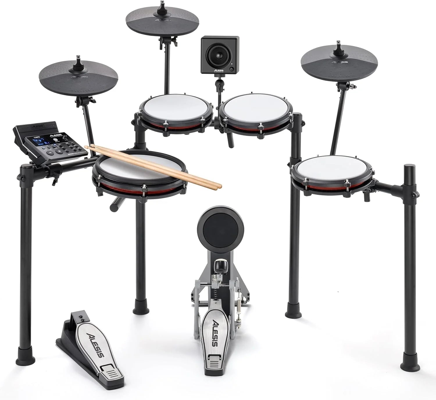 Alesis Nitro Max Kit - Compact Electronic Drum Kit with Silent Mesh Patches, 10" Dual Zone Box, Bluetooth, +440 BFD Sounds, Drumeo, USB MIDI, Bass Drum Pedal