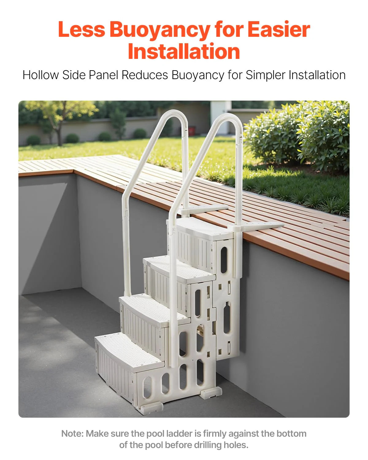 VEVOR Pool Ladder 4 Steps with Double Handrails and Non-Slip Heavy Duty Steps, Load 400 lbs for Inground and Above Ground Pools, Milk White, 874 x 810 x 1985 mm