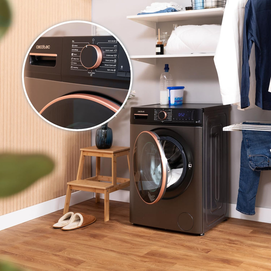 Cecotec Lavadora 10Kg Carga Frontal Bolero DressCode 10610 Inverter Steel A. 1400 RPM, Steam Max, Motor Inverter Plus, 15 Programas, OnSmart, Smooth Wash, Stop&Go, Goma Antibacteriana, Drum Clean