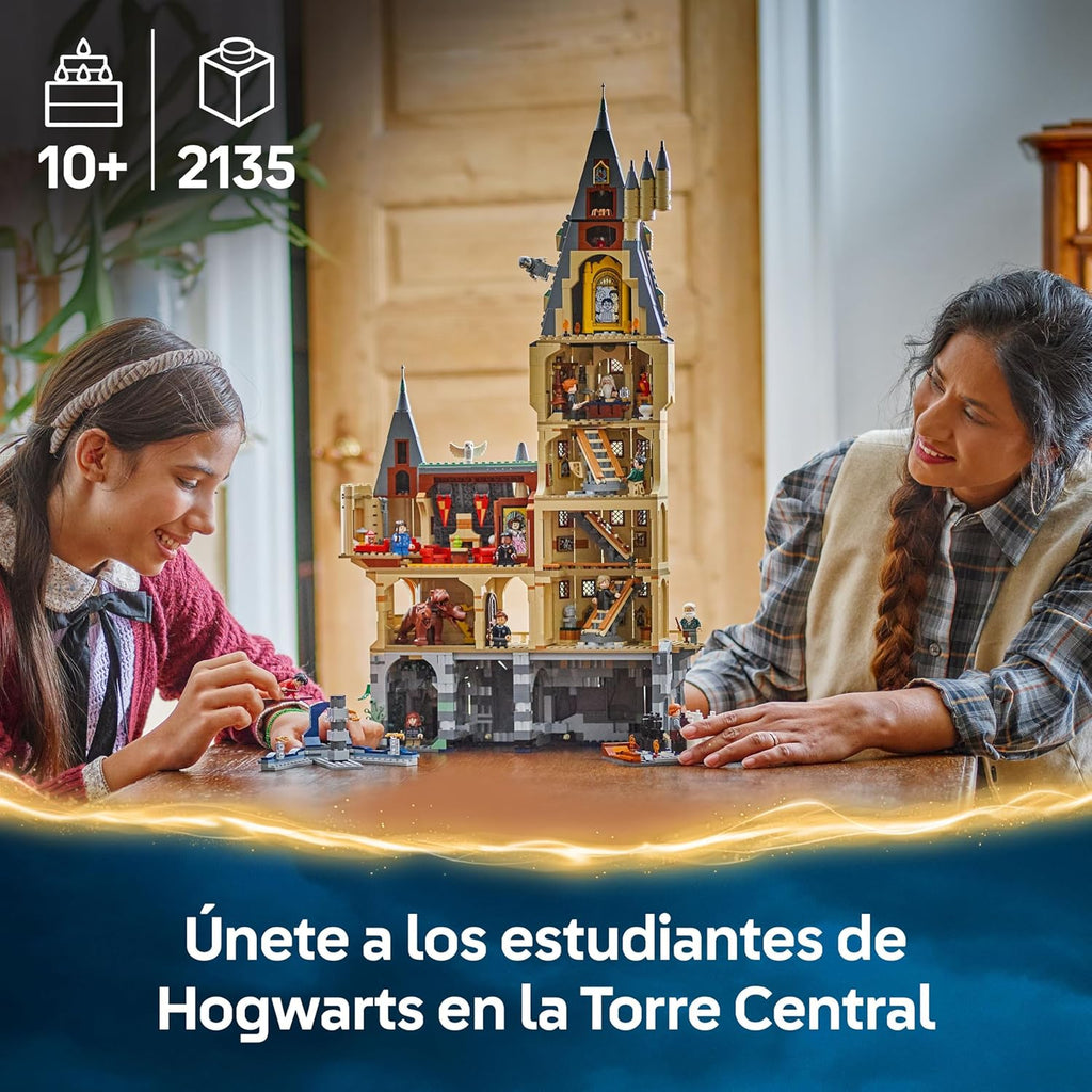Harry Potter Castillo de Hogwarts: Torre Central - Castillo de Juguete con Cuarto de Llaves Voladoras y Ajedrez Mágico - 12 Minifiguras - Regalo para Niñas y Niños de 10+ Años 76454