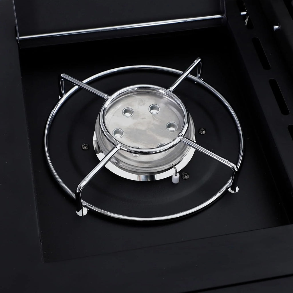 Outsunny Gas Barbecue with 4+1 Burners 14.4 KW Side Tables Storage Cabinet Thermometer and 2 Wheels Stainless Steel BBQ 125 x 51 x 100 cm Black