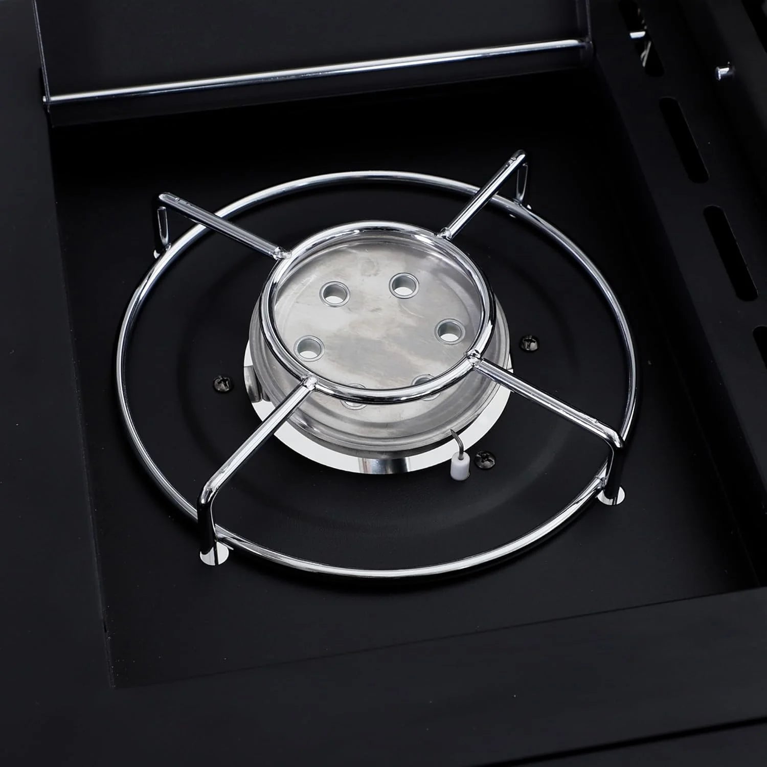 Outsunny Gas Barbecue with 4+1 Burners 14.4 KW Side Tables Storage Cabinet Thermometer and 2 Wheels Stainless Steel BBQ 125 x 51 x 100 cm Black