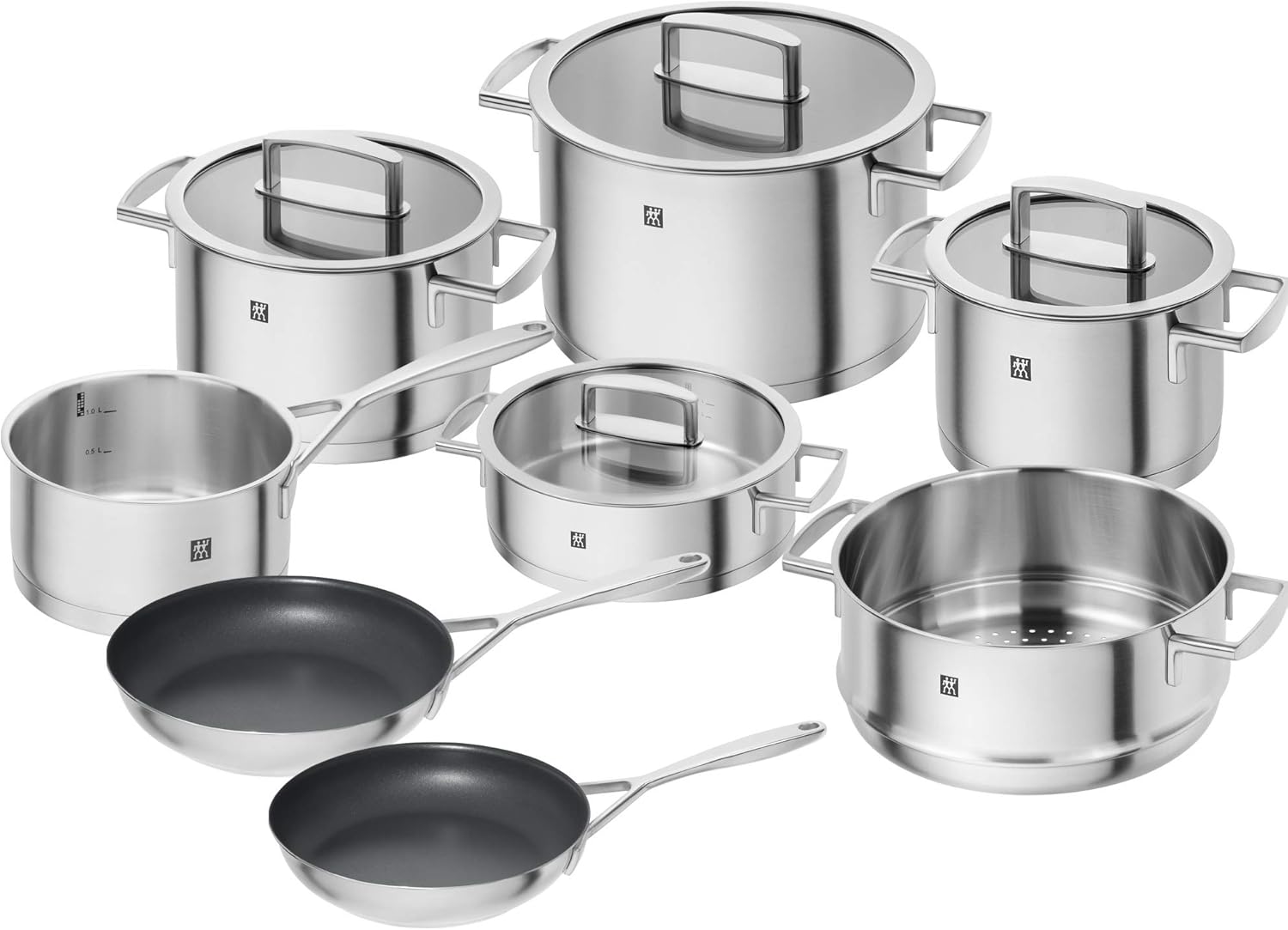 ZWILLING Kochtopf-Set, 5-tlg., 4 Deckel, Induktionsgeeignet, Edelstahl, Vitality