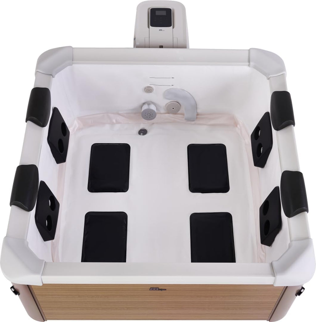 MSPA Whirlpool Oslo Amber – 160 x 160 x 65 cm – Whirlpool Hinchable para 6 Personas con 120 chorros de Masaje, 8 boquillas de hidromasaje, calefacción PTC, luz LED, desinfección de ozono y Cubierta
