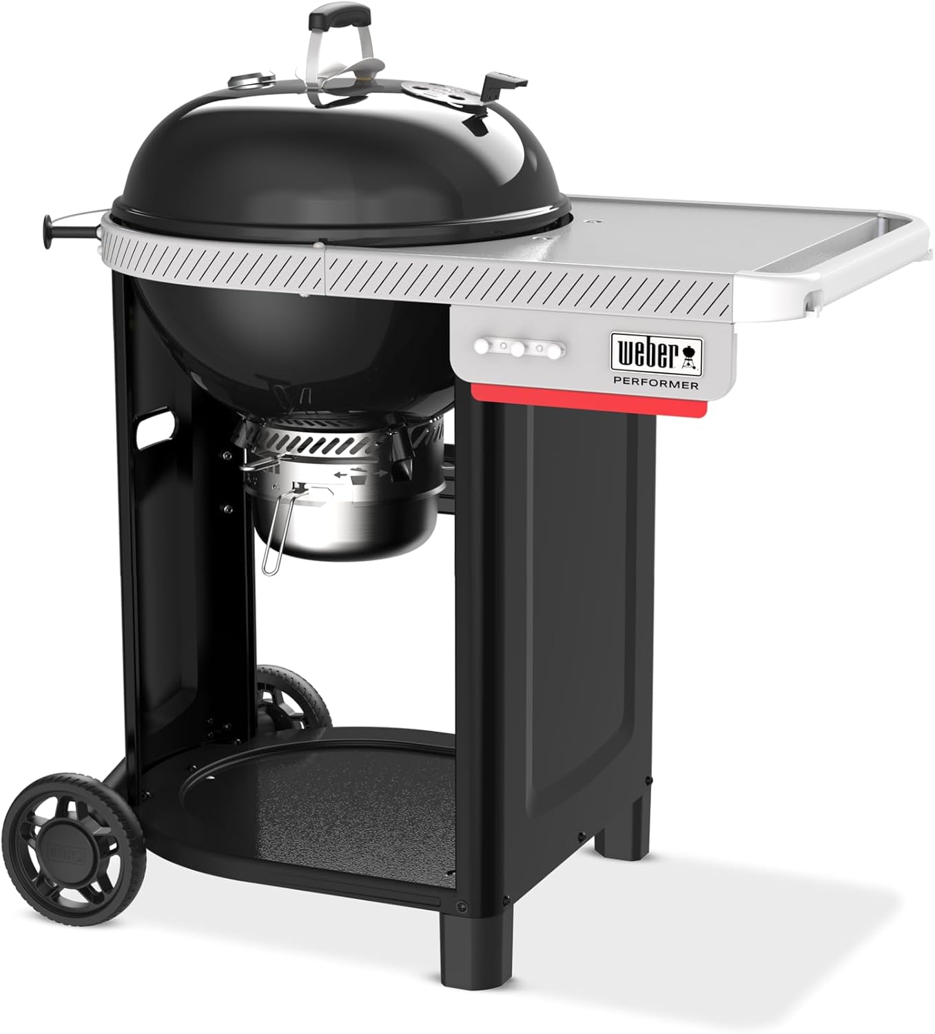Weber Grill Węglowy Weber Original Kettle Premium, Pokryty Emalią Porcelanową, Powierzchnia Grillowania 57cm, System Czyszczenia One-Touch, Termometr w Pokrywie, Stojak Trójnożny, Kółka, Czarny