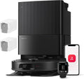 roborock Robot Aspirador QV 35A Set, 8000Pa de succión, Dos mopas giratorias elevables, cepillos antienredos, tecnología reactiva para Evitar obstáculos, navegación y mapeo,Negro