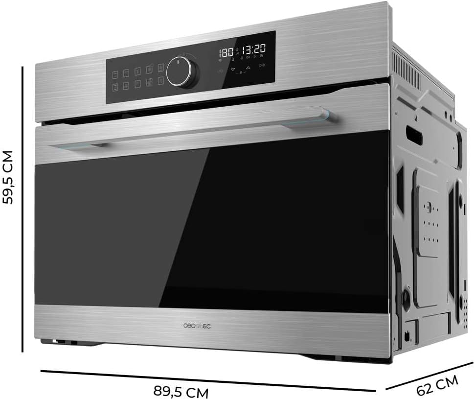 Cecotec Horno Integrable Multifunción Bolero Hexa AF319000 Inox A 3800W, 133L de Capacidad, 11 Funciones con Airfryer Master, Pizza Master, Steam Asisst, Steam EasyClean, 3D Cooking, Defrost