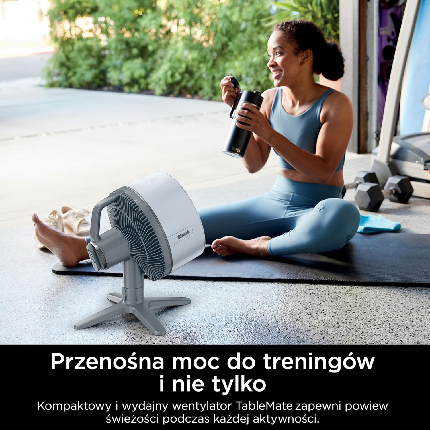 Shark FlexBreeze TableMate Wentylator bezprzewodowy wewnętrzno-zewnętrzny, do 24 godz. pracy, wydajne chłodzenie, zasięg 20 m, cichy, 5 szybkości, oscylacja, zdalne sterowanie, zimowa mgła, FA150EU