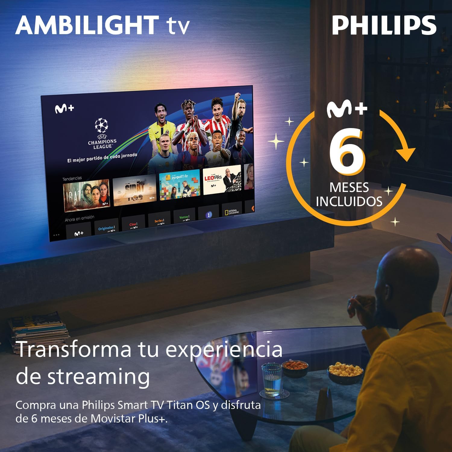 40PFS6000 HD LED Smart TV - Pantalla de 40 Pulgadas con Pixel Plus, Plataforma Titan OS y Sonido Dolby Digital - Funciona con Alexa y con el Asistente de Voz de Google