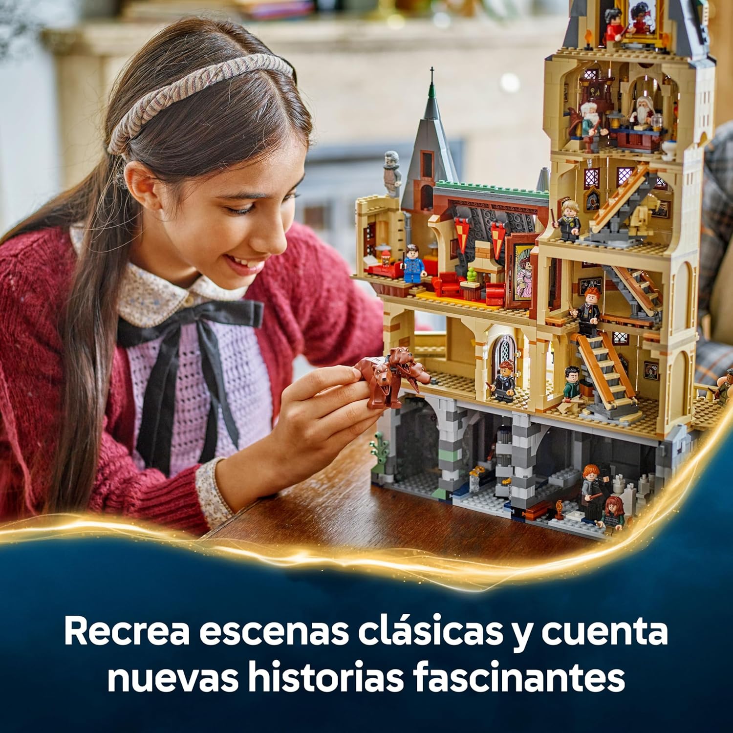 Harry Potter Castillo de Hogwarts: Torre Central - Castillo de Juguete con Cuarto de Llaves Voladoras y Ajedrez Mágico - 12 Minifiguras - Regalo para Niñas y Niños de 10+ Años 76454