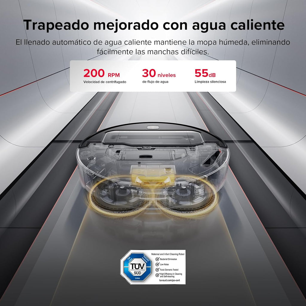 roborock Saros Z70 Robot Aspirador con Brazo Mecánico OmniGrip Plegable de 5 Ejes, Succión de 22000 Pa, Doble Sistema antienredos, Diseño Ultrafino de 7,98 cm y Evitar 108 Tipos de Obustáculos, Negro