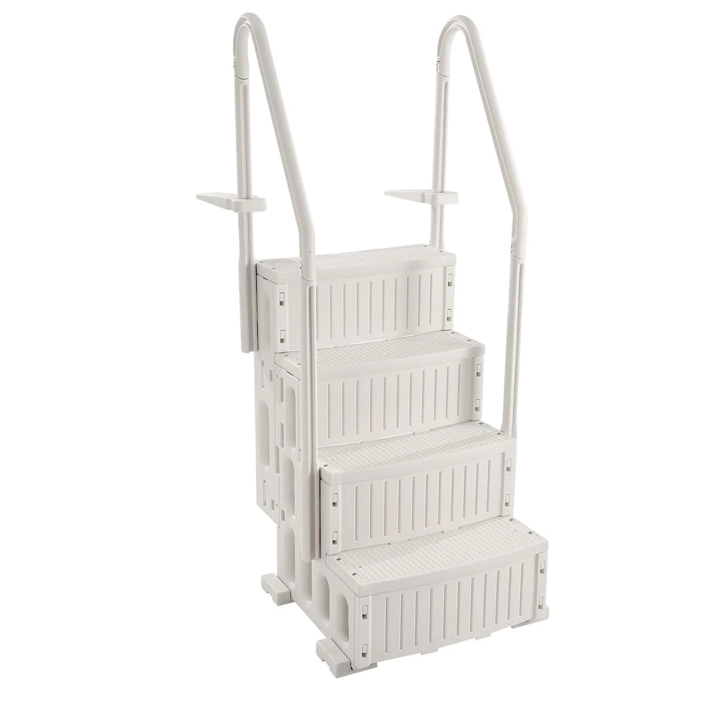 VEVOR Pool Ladder 4 Steps with Double Handrails and Non-Slip Heavy Duty Steps, Load 400 lbs for Inground and Above Ground Pools, Milk White, 874 x 810 x 1985 mm
