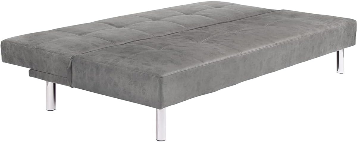 Mattfy - Sofá Cama Clic Clac Tipo Libro de 3 Plazas Modelo Milos, Diseño Moderno, Práctico y Funcional, Acabado en Gris