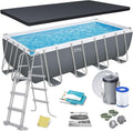 Bestway Juego de Piscina Rectangular de 16' x 8' x 48"/4.88 m x 2.44 m x 1.22 m