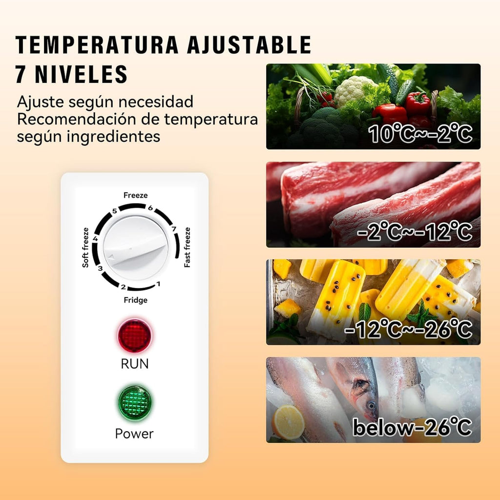 VOK Congelador Horizontal 194 L Ancho 81,8 cm - Función Dual, Congelación Rápida, Luz LED, Bloqueo de Seguridad, Autonomía de 23 h, Blanco