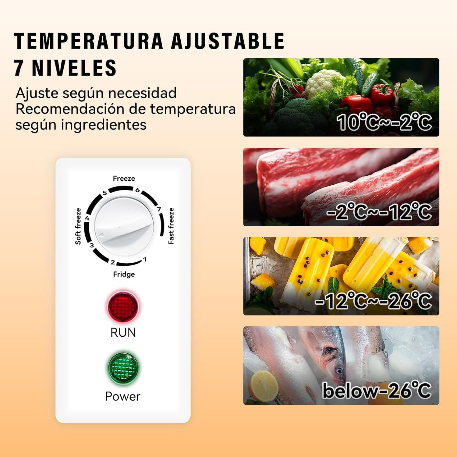 VOK Congelador Horizontal 194 L Ancho 81,8 cm - Función Dual, Congelación Rápida, Luz LED, Bloqueo de Seguridad, Autonomía de 23 h, Blanco