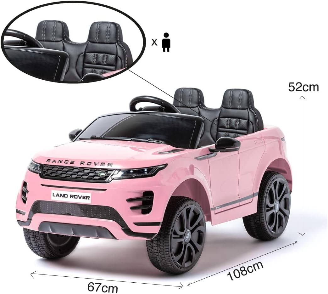 Coche eléctrico Infantil Rosa Land Rover Evoque 12V con Pantalla MP4, Mando a Distancia y Ruedas de Goma EVA