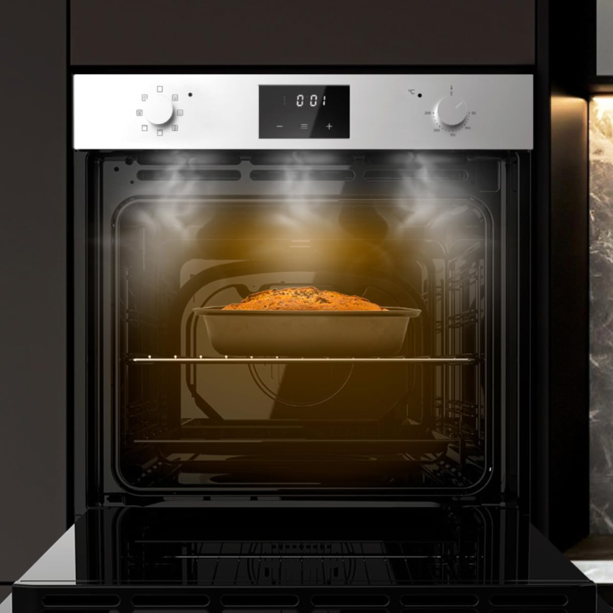 Cecotec Horno Integrable Multifunción 70L Bolero Hexa M226001 Line A. 2800W, 7 Funciones, Display, Steam Base XXL, Steam Assist, Steam EasyClean, Cooling Fan, Modo Eco, Modo Convección, Modo Grill