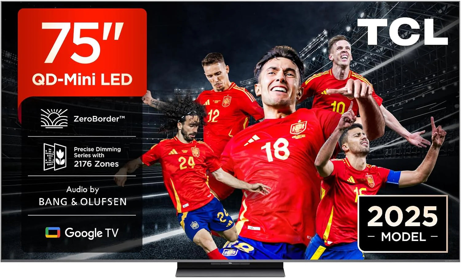 TCL 98Q6C TV 98 Inch QD-Mini LED 4K Smart TV, 1000 nits, 144Hz Motion Clarity Pro, Onkyo 2.1, Game Master, FreeSync, Google TV, Dolby Vision IQ and Atmos