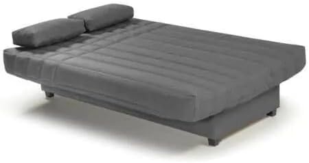 SHIITO | Sofá Cama 3 Plazas con Arcón - Modelo Trevor- Apertura Clic-Clac | 100x193x100 cm | 2 Cojines Incluidos | Color Gris Oscuro Comodidad | Comodidad con Estilo